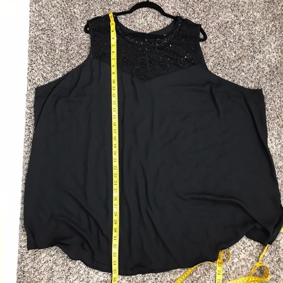 Torrid Black Beaded Neckline Detail Sheer Tank Top - Picture 10 of 11